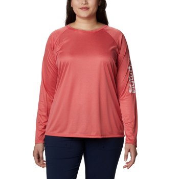 Columbia Ženske Majice S Kapuljačom - Tidal Heather Long Sleeve Crvene Bijele | CQWK-38215